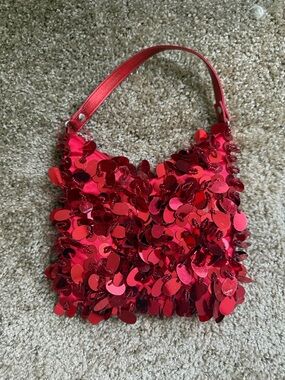 Red Sequin Accent Women’s Bag